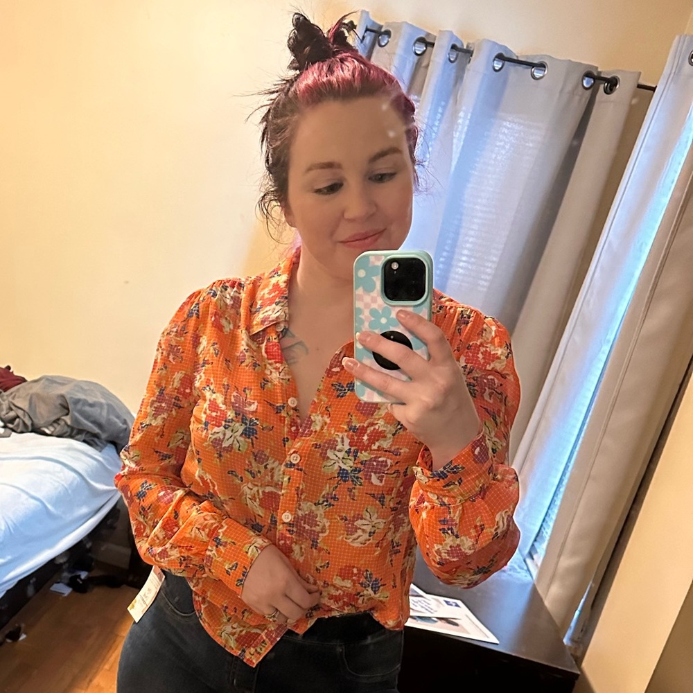ModCloth Floral Blouse
